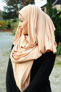 Premium Farah gypten Jersey Hijab - 200 x 80 cm - Hchste Qualitt fr Tragekomfort helltaupe( dunkler als Abb.)