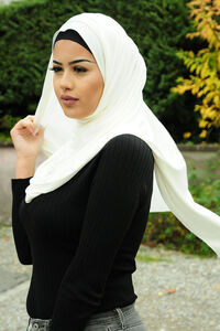 Premium Farah gypten Jersey Hijab - 200 x 80 cm - Hchste Qualitt fr Tragekomfort naturweiss