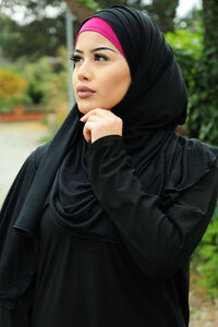 Premium Farah gypten Jersey Hijab - 200 x 80 cm - Hchste Qualitt fr Tragekomfort schwarz