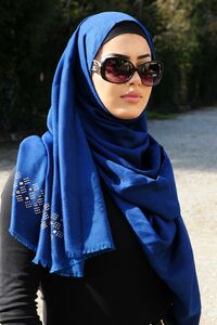 Highlight charpe Hijab bleu fonc