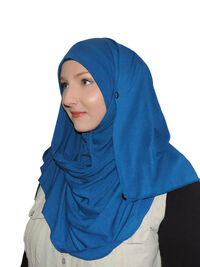 Kuwaity Hijab Bltenknopf  blau