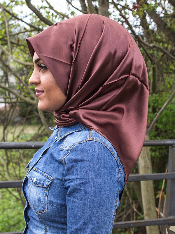 Hijab Satin brun cuivre