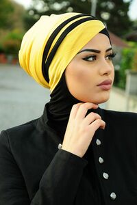 Turban Hijab jaune-noir