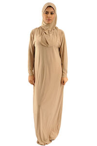 Abaya Prayer clothes 1 piece with attached Hijab beige