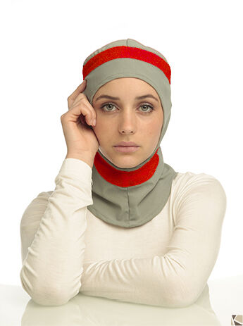 Sport Hijab Capsters Runner Light grey & red