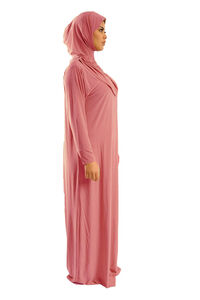 Abaya pour la Prire 1 pice avec Hijab attach taupe rose