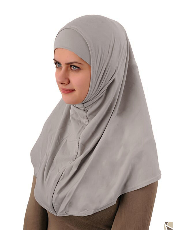 Amira Hijab simple (100% Baumwolle) hellgrau