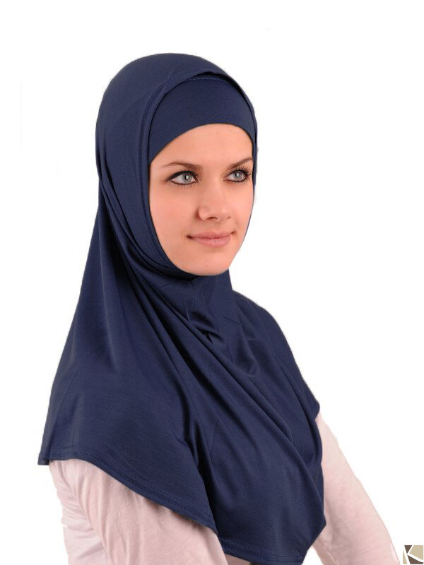 Hijab coton 2 pices bleu marine