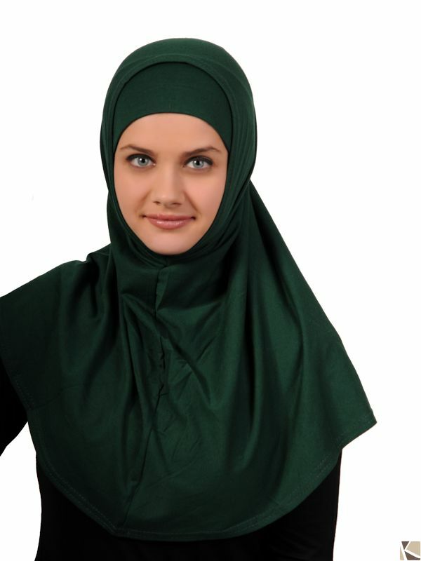 Hijab coton 2 pices vert fort Nr.17D