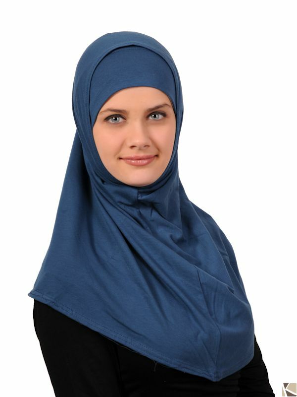 Hijab coton 2 pièces bleu jean