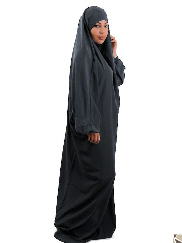 Praktischer einteiliger Jilbab - Schlichtes Design für unkomplizierten Tragekomfort dunkelgrau