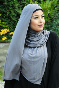 Premium Farah gypten Jersey Hijab - 200 x 80 cm - Hchste Qualitt fr Tragekomfort  dunkelgrau