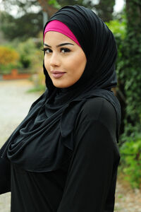 Premium Farah Ägypten Jersey Hijab - 200 x 80 cm - Höchste Qualität für Tragekomfort schwarz
