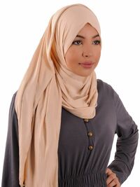 Premium Farah gypten Jersey Hijab - 200 x 80 cm - Hchste Qualitt fr Tragekomfort  hellbeige