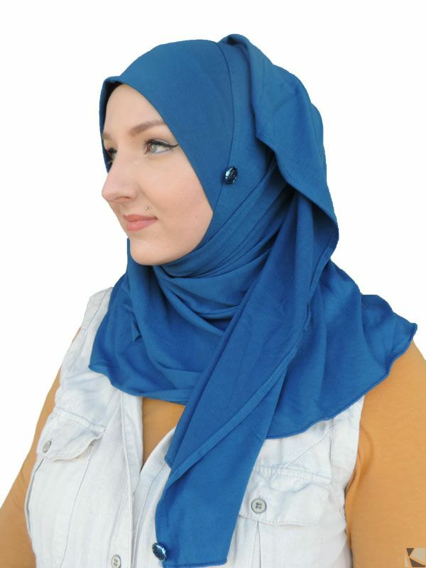 Kuwaity Hijab Blütenknopf  blau