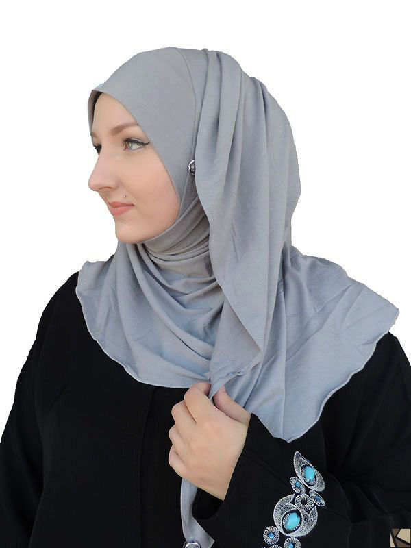 Kuwaiti Hijab Bouton  gris