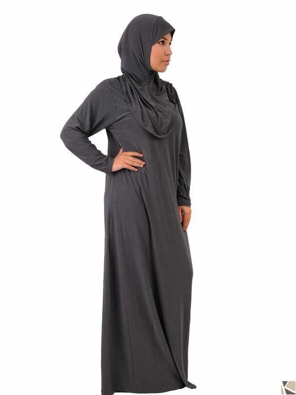 Abaya Prayer clothes 1 piece with attached Hijab darkgrey