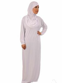 Abaya pour la Prière 1 pièce avec Hijab attaché blanc