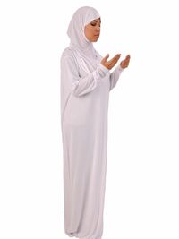 Abaya pour la Prière 1 pièce avec Hijab attaché blanc