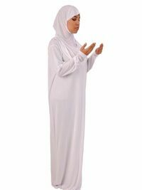 Abaya Prayer clothes 1 piece with attached Hijab blanc