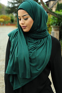 Premium Farah gypten Jersey Hijab - 200 x 80 cm - Hchste Qualitt fr Tragekomfort waldgrn