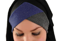 Kuwaiti Hijab Cap lurex grey--navyblue