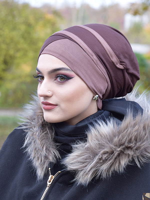 Hijab Turban brun-taupe