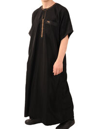 Klassischer Herren Kurzarm-Qamis - Zeitlose Eleganz in sommerlichem Stil schwarz