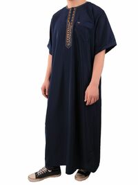 Mens Short Sleeve-Qamis navyblue XL
