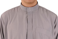 Men high collar Qamis grey XL