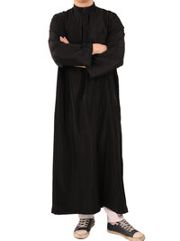 Moderner Herren Qamis mit Stehkragen - Elegante Ausstrahlung und stilvolles Design schwarz