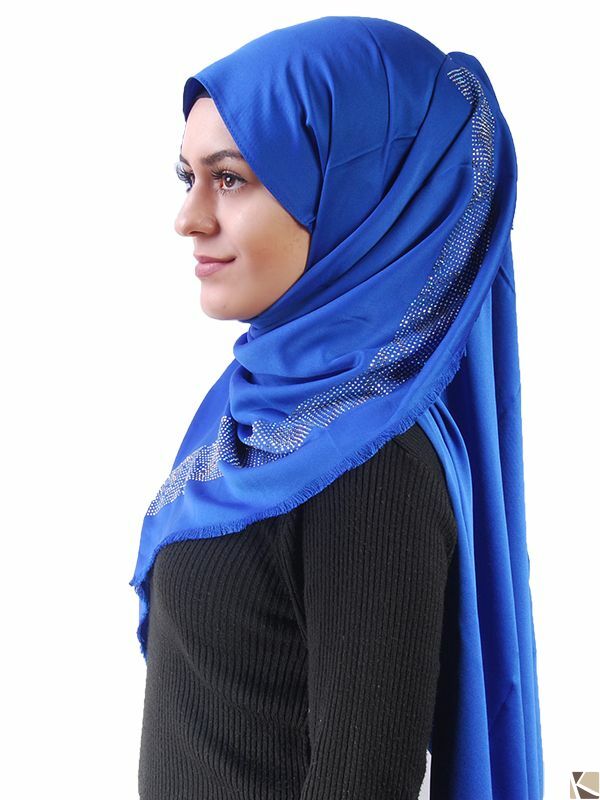 Trendy scarf with glitter royalblue