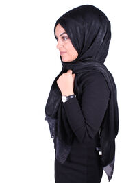 Scarf with lace edge black
