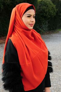 Hijab Kopftuch petit Karo orangerot