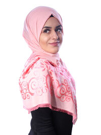 Hijab écharpe avec impression fleur latérale rose