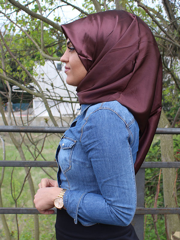 Satin Headscarf Hijab Brown