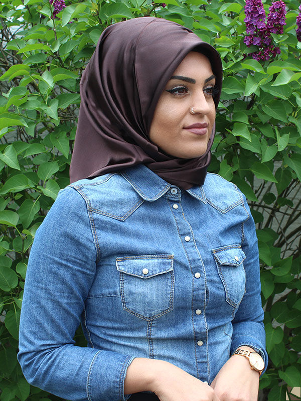 Satin Headscarf Hijab Dark brown