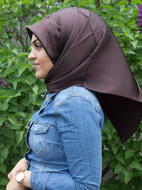 Satin Headscarf Hijab Dark brown