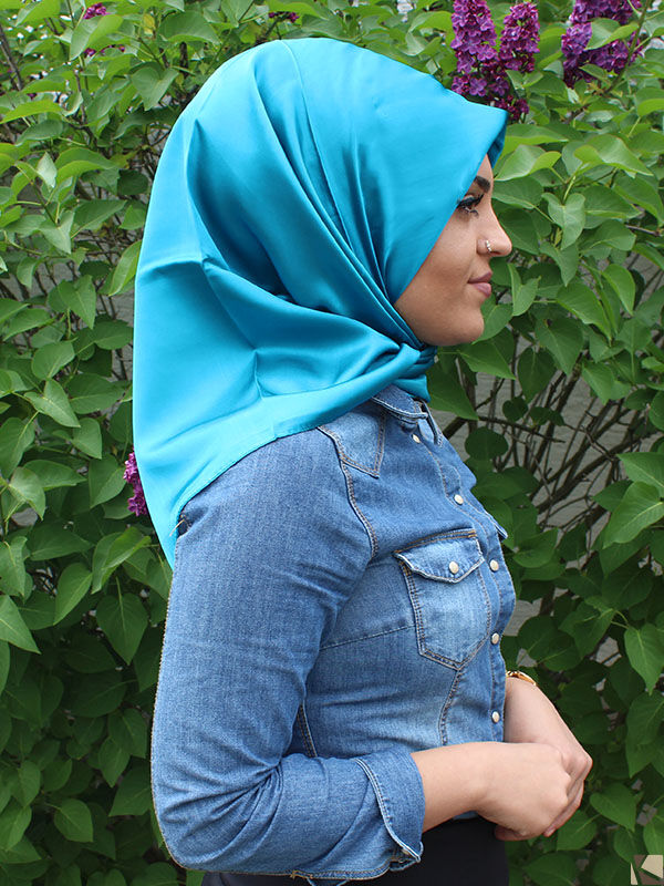 Satin Headscarf Hijab Light Blue