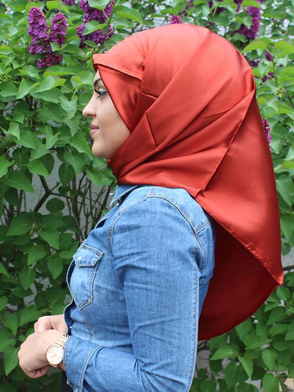 Satin Headscarf Hijab coral