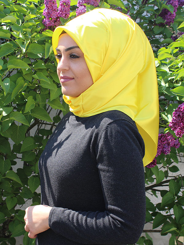 Satin Headscarf Hijab fluorescent yellow