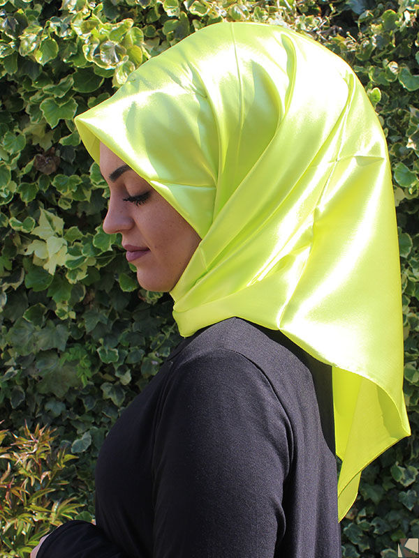 Satin Headscarf Hijab sulfur yellow