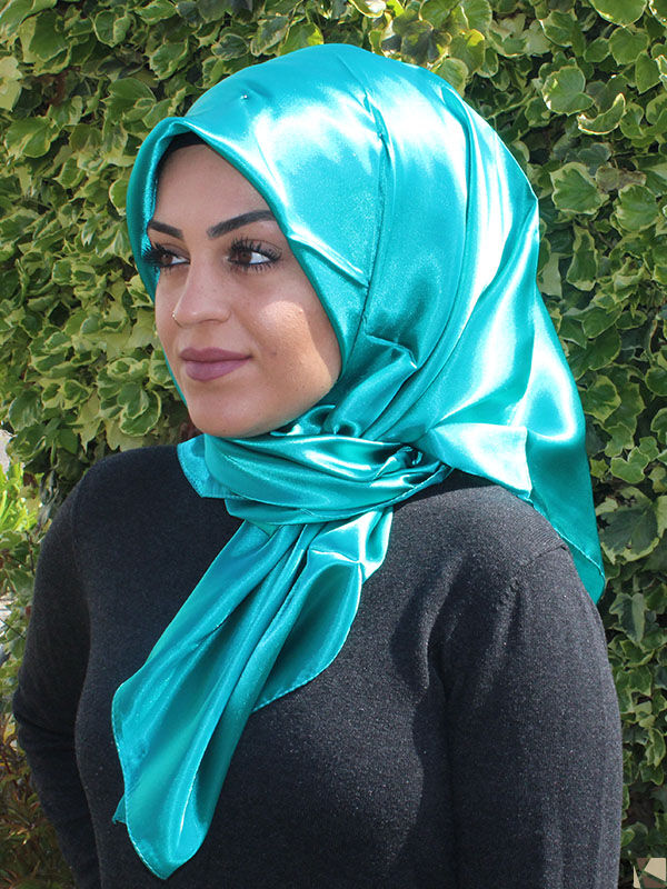 Hijab Satin bleu eau