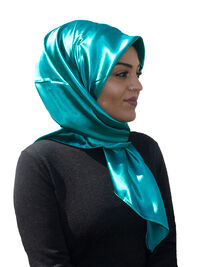 Hijab Satin bleu eau