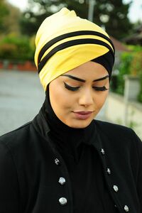 Turban Hijab jaune-noir