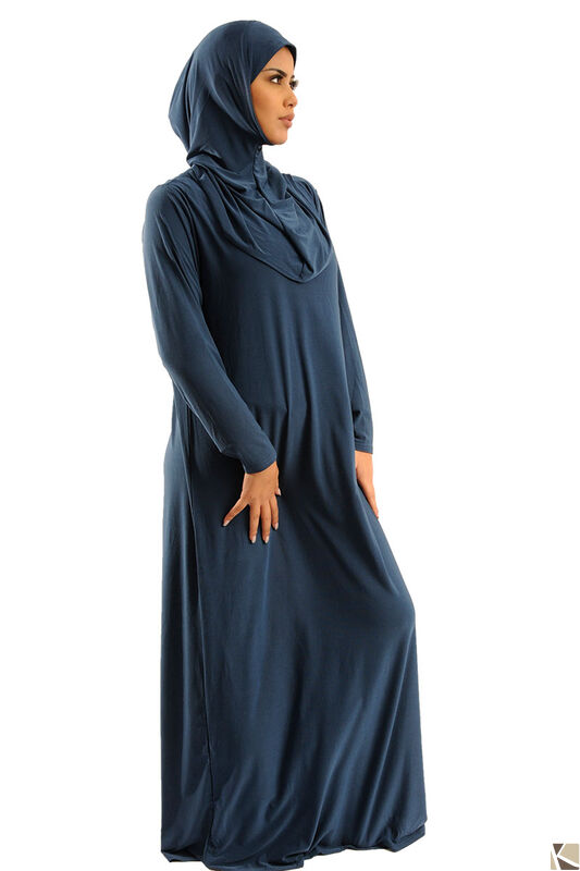 Abaya Prayer clothes 1 piece with attached Hijab blue jean
