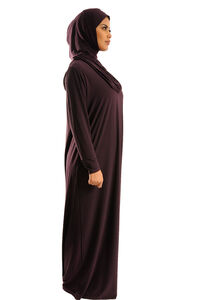 Abaya pour la Prière 1 pièce avec Hijab attaché violet