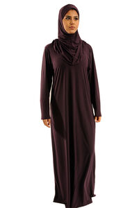 Abaya pour la Prière 1 pièce avec Hijab attaché violet
