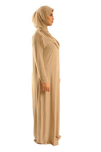 Abaya Gebetskleidung 1tlg. mit angenähtem Hijab beige