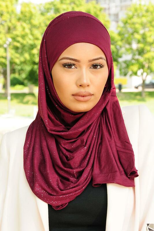Hijab Kuwaity Glitter bordeaux